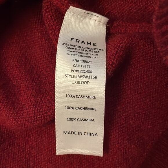 Frame Red Cashmere Sweater Puff Shoulder Size Large - Picture 6 of 6